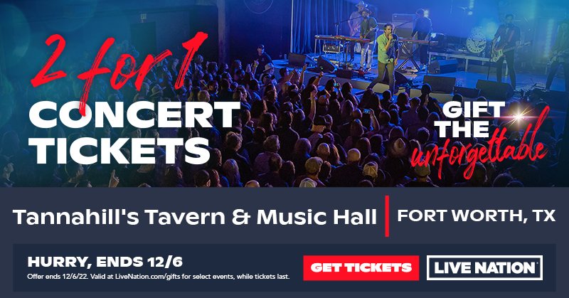 ‘Tis the season to give the gift of live music. Gift the unforgettable with 2 for 1 concert tickets to 90s Rewind with Tone Loc, Tag Team & More at Tannahill’s Tavern & Music Hall on December 2nd! Get tickets: (FB: livemu.sc/3XcDzt5 IG: livenation.com/gifts )