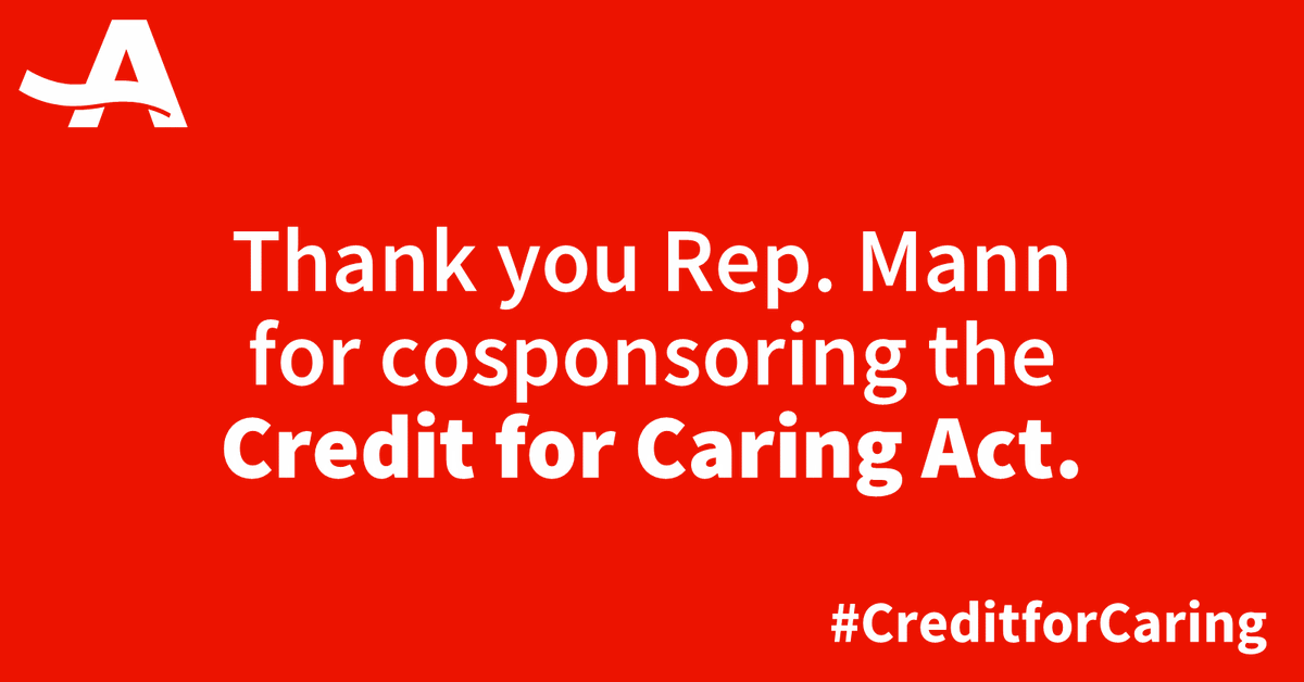 Supporting family caregivers who work would grow the economy &amp; bolster the backbone of America’s long-term care system. Thank you <a href="/RepMann/">Tracey Mann</a> for supporting the #CreditforCaring Act to help ease the financial burden for working family caregivers.