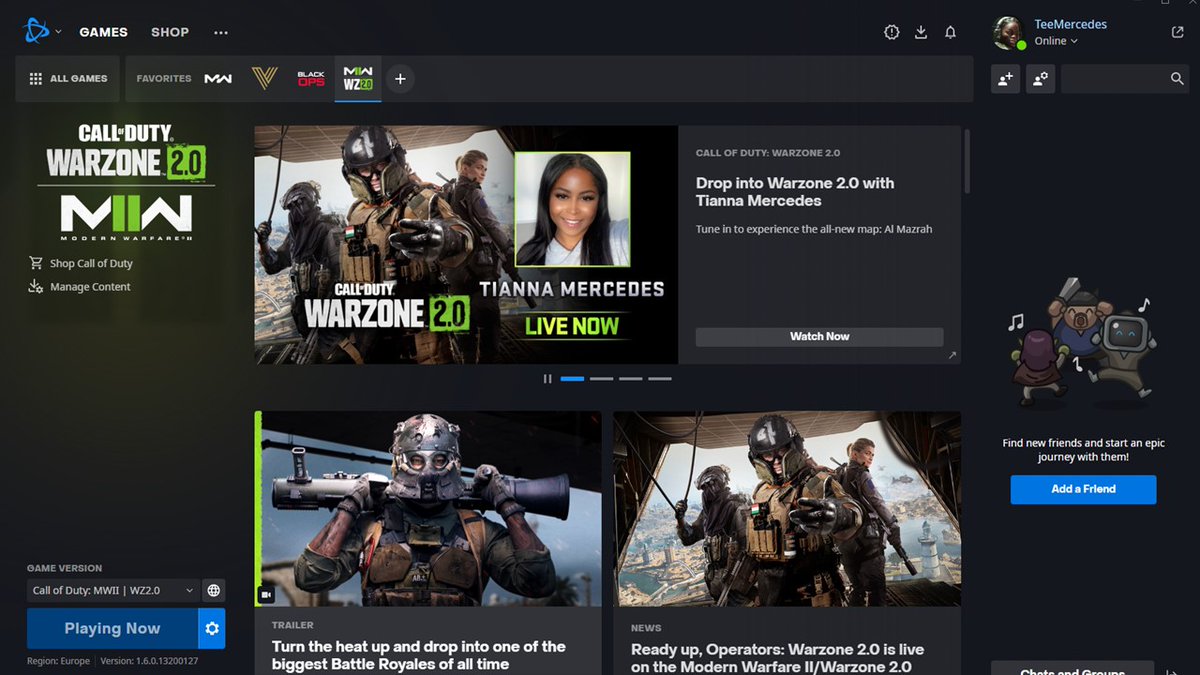 tiannamercedes's tweet photo. on the front page of battle net ! 😲

thank you @CallofDutyUK ! 

come through and chill with me 
https://t.co/JQjSQhqoCW https://t.co/tGXdKrFNem
