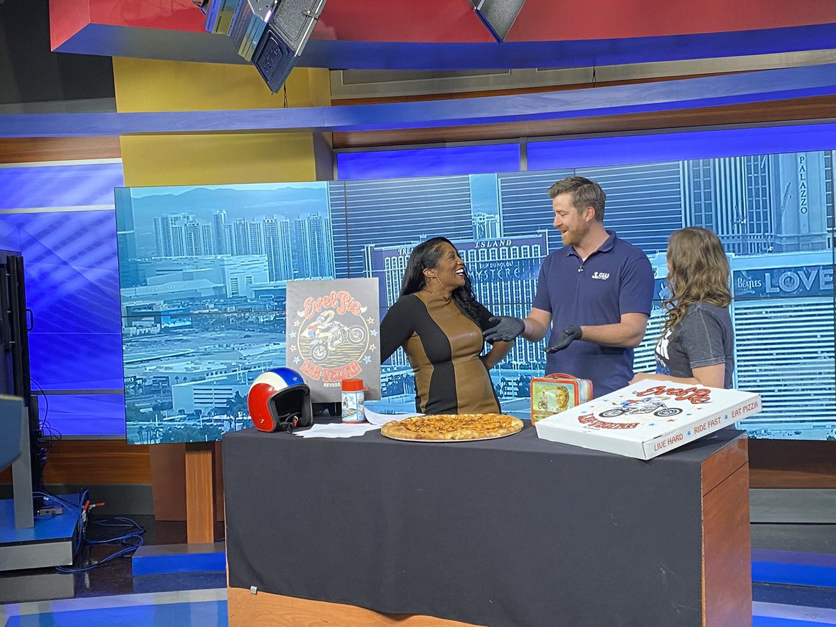 .@brettforrest89 is in studio at <a href="/News3LV/">KSNV News 3 Las Vegas</a> with <a href="/KrystalNews3LV/">Krystal</a> doing the <a href="/EvelPieLV/">Evel Pie</a> challenge!! 🔥