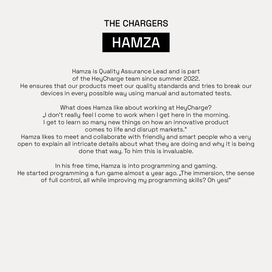 Time to introduce you to part of our team in #Munich! Kateryna is our Office Manager &amp; Hamza is our Quality Assurance Lead. Find out more about them in the pictures below. 
Our team is still growing. Do you also want to become a "Charger"? Check out the #vacancies on our website!