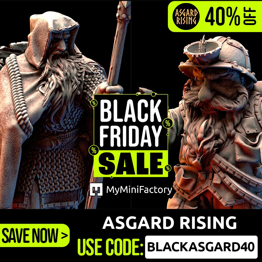 AsgardRising's tweet photo. ℹ️Till the end of November 2022 you can use a special 40% discount code: BlackAsgard40 on our whole assortment on our MyMiniFactory online store.

➡️Link to the store: https://t.co/ywU8P23JI1

#blackfridaysale #BlackFriday #STL #discountcode #RPG #tabletopgames #3Dprinting https://t.co/s9ENtJuSft