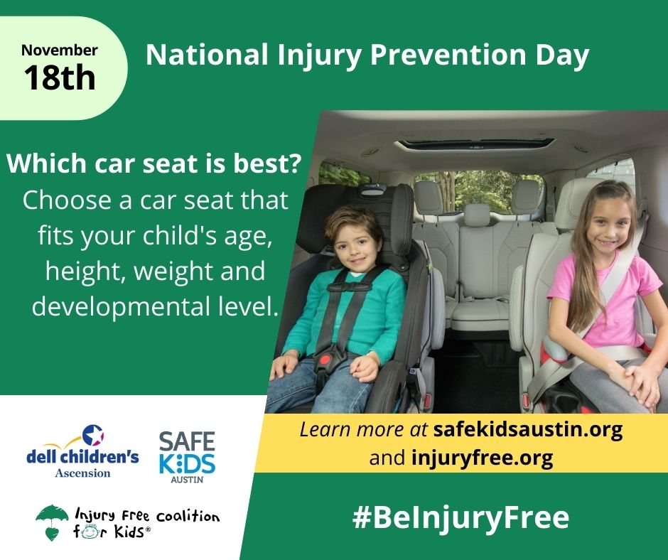 SafeKidsAustin's tweet photo. A1: Car seat technology continues to improve, but the real key to keeping kids safe in the car is making sure you are using a car seat that is appropriate for your child's age, height, weight and developmental level, regardless of the brand of seat you choose. #beinjuryfree https://t.co/MWxr945LVf