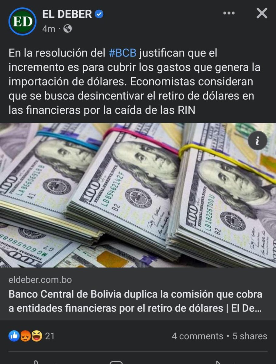 miguelcgangel's tweet photo. Malas noticias para los freelancersy todos los que exportan y reciben dólares.
El BCB duplica la comisión de cobro por recibir dólares. 

Socialismo es robo.

Más dinero para el estado, menos dinero para el ciudadano. https://t.co/tmyIo96xP0