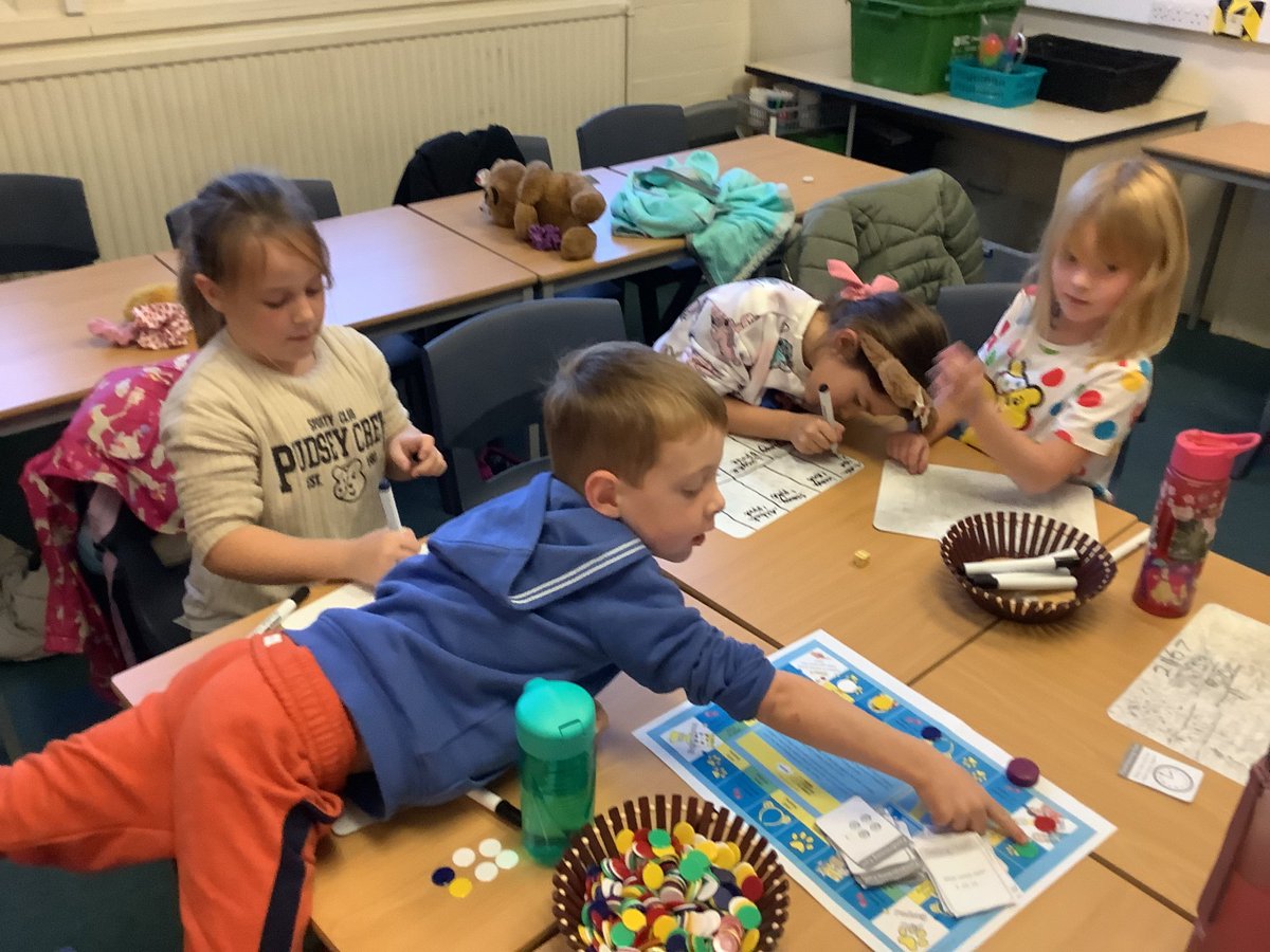 Today in the 'Adventures With Maths' club we played 'Pudsey's Points'. It's amazing how much mathematical language a board game can generate!