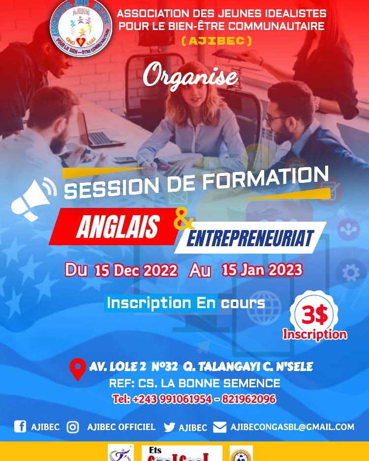 KevineTambwe's tweet photo. *DEVIENT TON PROPRE PATRON ET SOIS POLYGLOTTE*
C'est le thème choisi pour cette première session Des #campagnes_éducationnelles qu'organise l'association Des jeunes idealistes pour le Bien être communautaire Ajibec en sigle dans l'objectif de promouvoir l'encadrement Des jeunes. https://t.co/mq262S9cPM