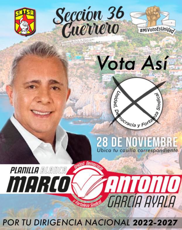 Guerrero con <a href="/GarciaAyalaM/">Marco García Ayala</a> en Unidad, por la democracia y fortaleza sindical. #SNTSA #MiVotoEsUnidad #DirigenteNacionalSNTSA