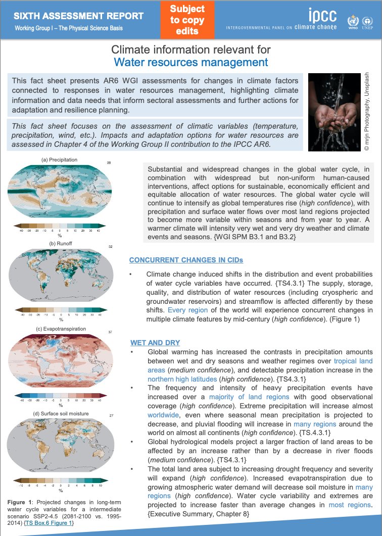 RuizCarrascalD's tweet photo. Climate information relevant for #watermanagement - Fact sheets relevant for sectors of the 
@IPCC_CH
 Working Group I Sixth Assessment Report are now available online: https://t.co/o2t7j5iWf8 https://t.co/KafSu9ctok