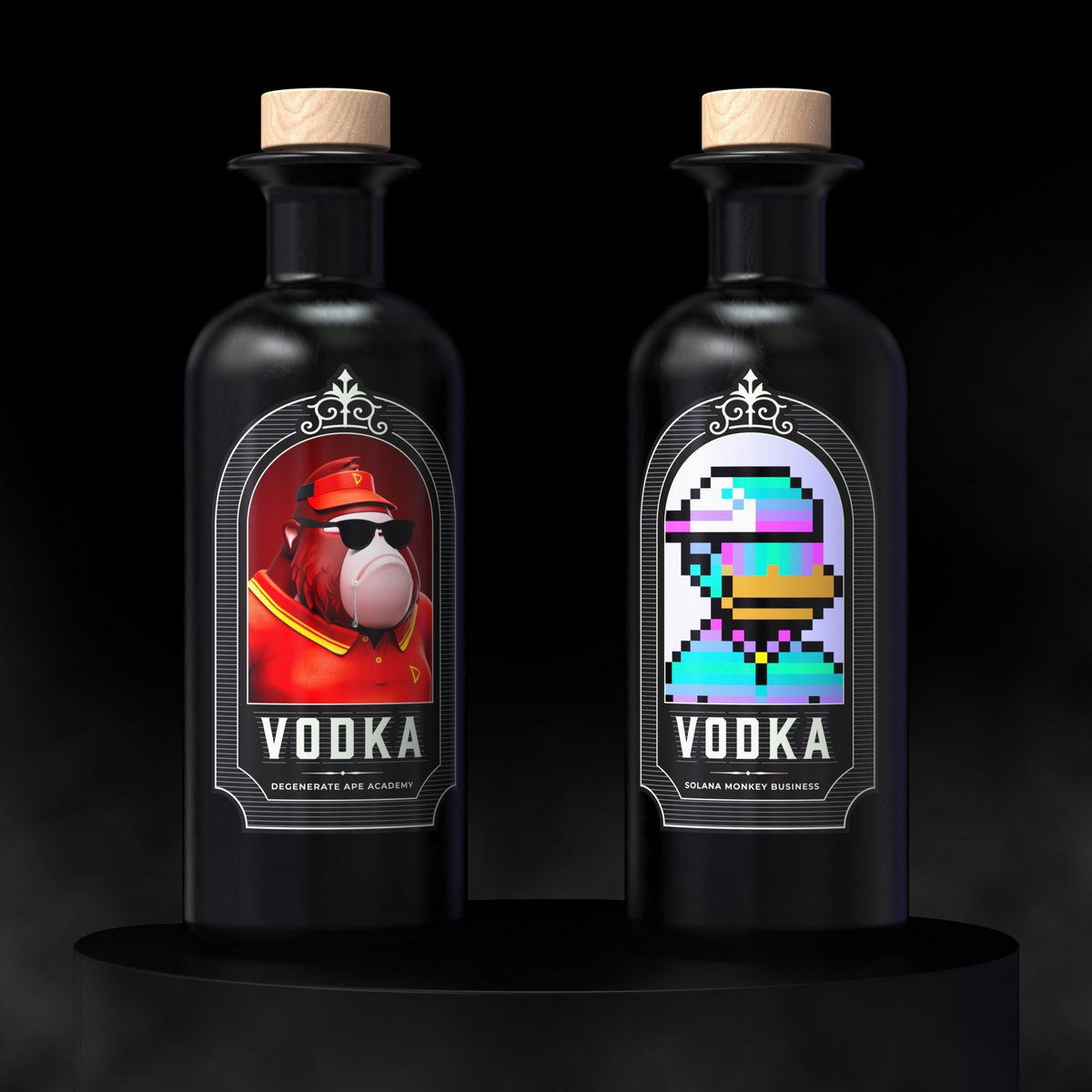 BREAKING: <a href="/SolanaMBS/">Solana Monkey Business</a> and <a href="/monoliff/">Mono</a> ’s Vodka bottles released 🔥

<a href="/DegenApeAcademy/">Degenerate Ape Academy</a> VS <a href="/SolanaMBS/">Solana Monkey Business</a> 
 
Vote for your favorite community and make them win their own custom branded Vodka 🥂

Friendly competition: Vote below 🧵