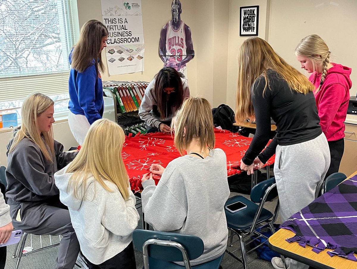 The DECA Service Project was a success! We were able to make 13 tie blankets that will be donated to Beds for Kids.