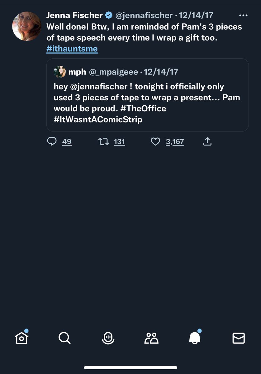 _mpaigeee's tweet image. if Twitter shuts down, I just want this to be brought back one last time.

 @jennafischer quoted my tweet almost 5 years ago and it was one of the best days of my life. #TheOffice #3piecesoftape