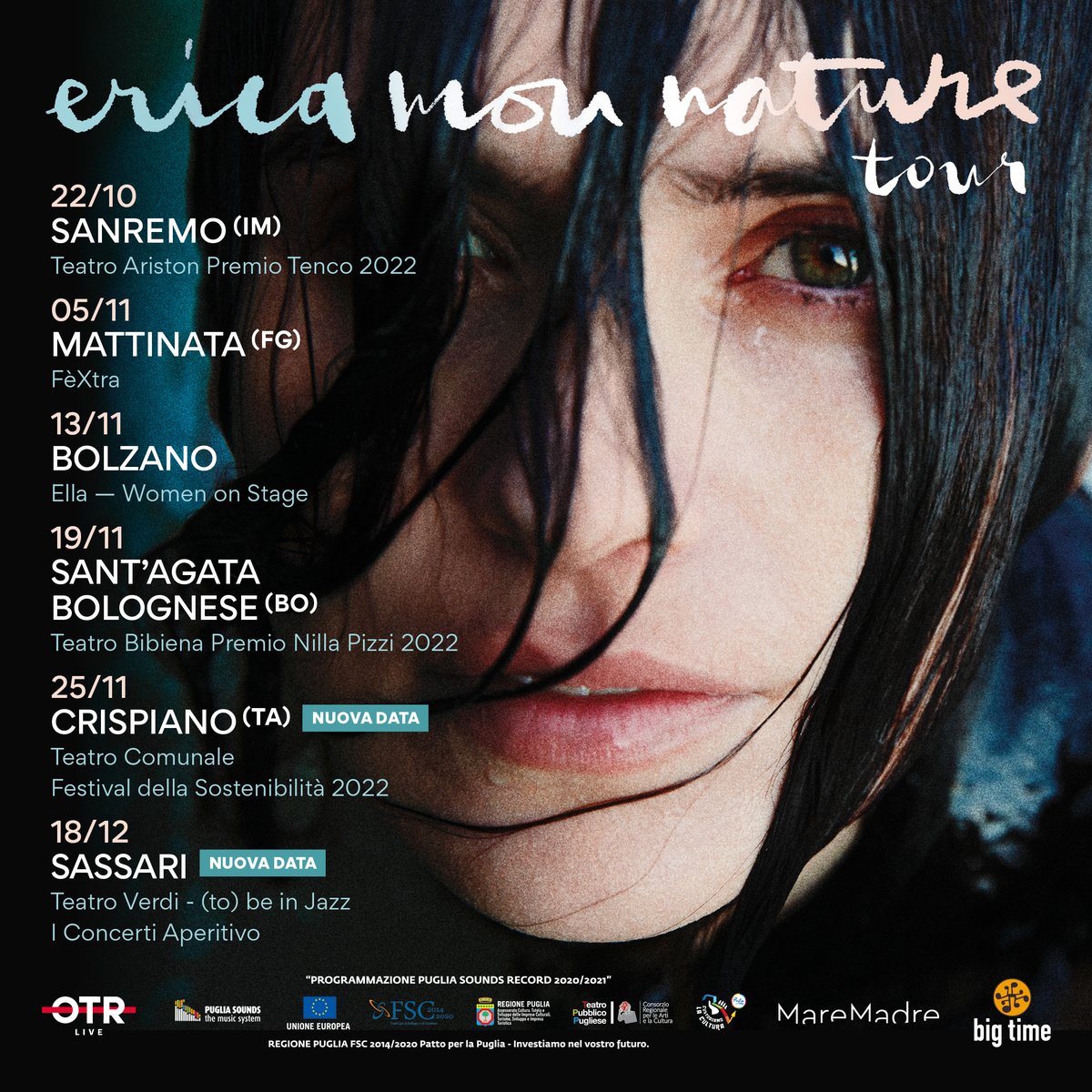OTRlive's tweet photo. 🎵 @ericamou vi aspetta il 25 novembre a Crispiano (TA) e il 18 dicembre a Sassari per due imperdibili appuntamenti 🌾

Tutte le info su https://t.co/7od0PBP1I2 

#EricaMou #Nature #OTRLive https://t.co/jBzs8Pgdj5