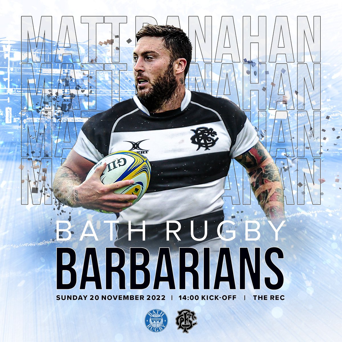 BathRugby's tweet image. The moment you’ve all been waiting for! 👀
@mattbanahan1 reveals what socks he'll be wearing for @Barbarian_FC v #BathRuby this Sunday.
⏰ Tune in at 17:30