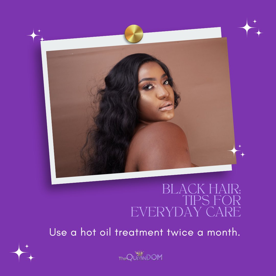 thequeendombbtx's tweet photo. Tip of the day to help keep Black hair healthy:
*Use a hot oil treatment twice a month. This adds additional moisture and elasticity to your hair.
Source: https://t.co/fgTeGWaM0A #haircare #beautytipoftheday #tipsforhealthyhair #everydayhaircaretips #thequeendom https://t.co/omFhxmrjxJ