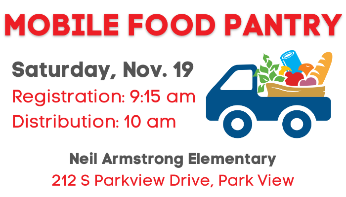 🚚🍎 The Riverbend Mobile Food Pantry will be at Neil Armstrong TOMORROW Saturday, Nov. 19. Come grab a cart full of food ahead of the long holiday weekend.

Registration starts at 9:15 am and distribution begins at 10 am. Details can be found here: bit.ly/3TTFlwZ.