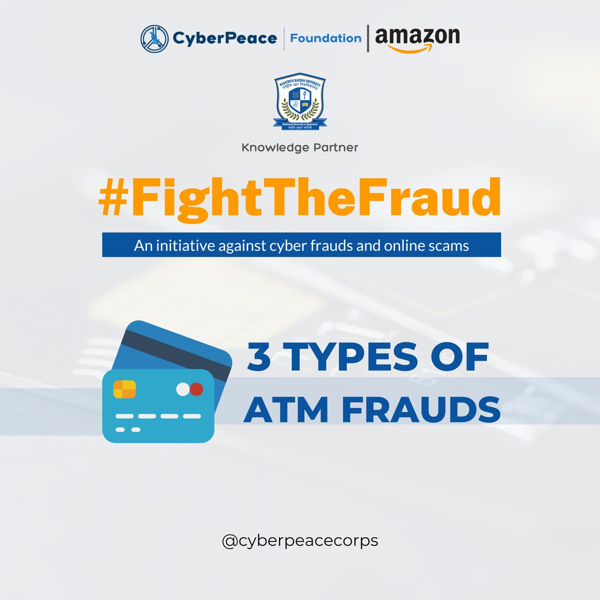 cyberpeacecorps's tweet photo. ATM fraud is a scam where a criminal uses ATM card of another person to withdraw money instantly from that account. Read this post to know 3 types of #ATMFrauds. 

#FightTheFraud #CyberPeace☮️ #CyberSecurity https://t.co/mLX6BxZSdx
