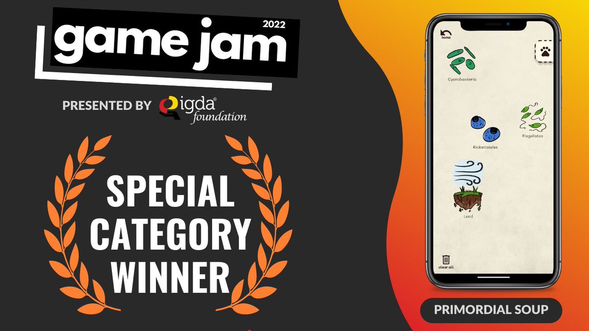 IGDAFoundation's tweet photo. 🏆We are proud to announce the following placed games for the 2022 IGDA Foundation #GameJam!  

1st Place: Crafted Chimera
2nd Place: Tatrimatch
3rd Place: Bare-Bones Apothecary
Special Category: Primordial Soup

🎉 Congrats to all 🎉 https://t.co/1opUgo1kHt