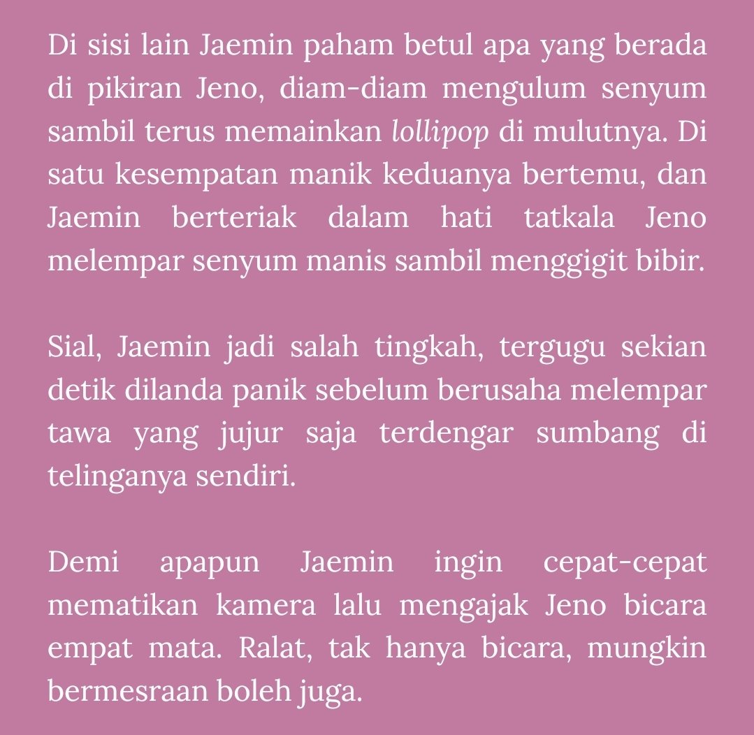 clairedelunette's tweet photo. jaemjen au ; oneshot

Lollipop Kiss
fluff, fluff banget banget, manis semanis lolipop

-; headcanon of what happened between jaemjen after that ig live 😳😳 https://t.co/mhxbTPYGIm