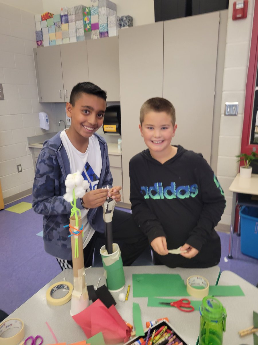 yostel's tweet photo. The kids had fun with their 4th Grade learning buddies from Mrs. Patterson's class.  They helped bees by creating a pollinator machine.  So creative!! https://t.co/y1H415riOQ