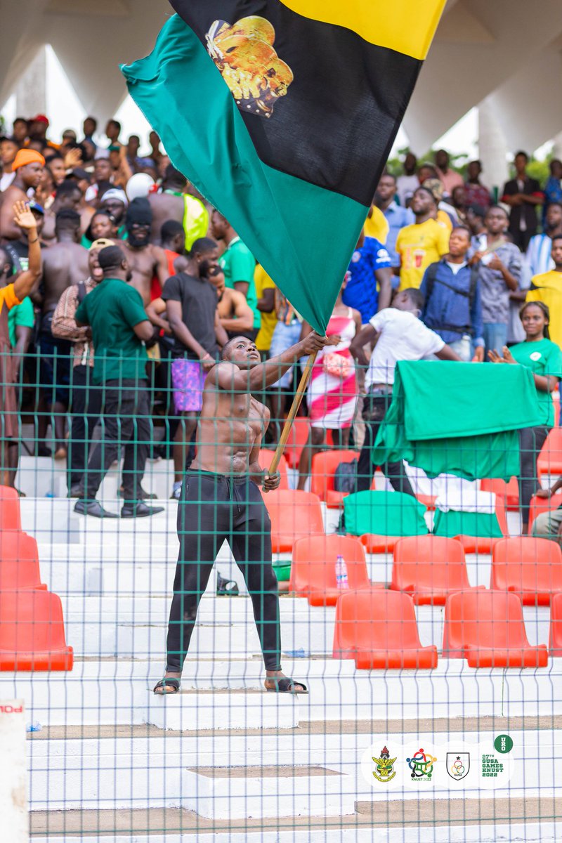 KNUST_Live's tweet photo. Fans up still!
Flag up high!!

The KNUST’s anthem is all over and the brag that UG is never a competition continues.

#KNUSTLive | #GUSAKNUST2022 https://t.co/aJ43Pjn8J4