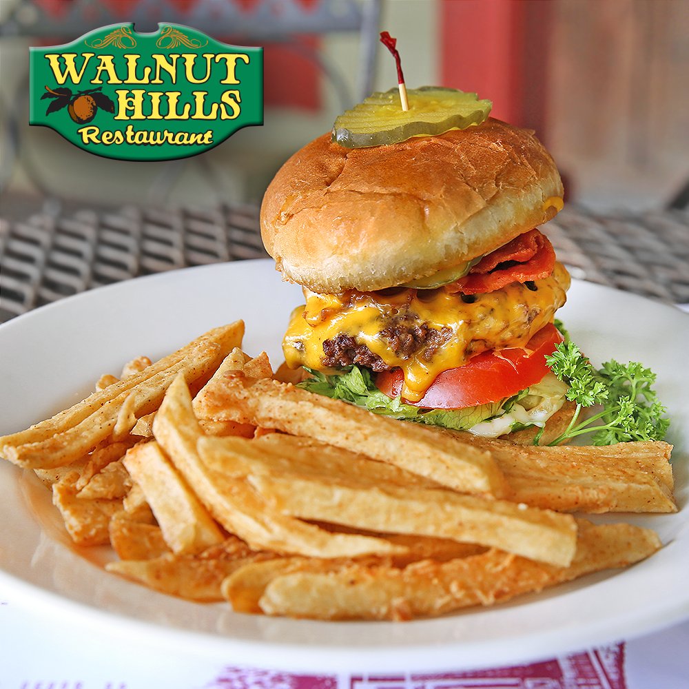 Now that's how you do a burger! Join us at Walnut Hills for all your favorite meals! 😍