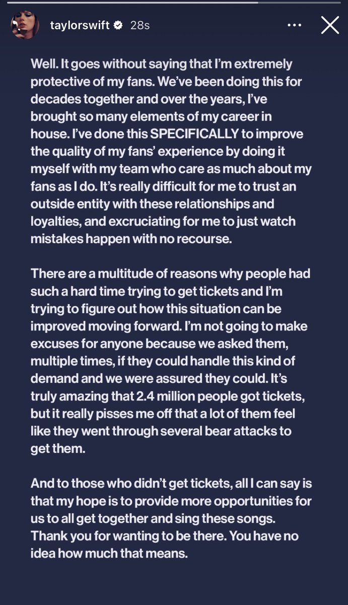 🚨| Taylor Swift publicly addresses ‘The Eras Tour’ ticketmaster situation