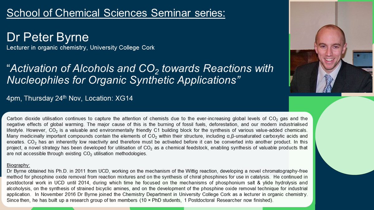 DCU School of Chemical Sciences (@dcuchemistry) on Twitter photo Twitter may be on the decline, but the seminar series is still going strong!! We are delighted to announce that Dr Peter Byrne (<a href="/ByrneChemistry/">Byrne Chemistry</a>) from <a href="/uccchemistry/">School of Chemistry</a> will be joining us next Thurs (24th) at 4pm in XG14 to deliver the penultimate seminar of the series. All welcome! Twitter may be on the decline, but the seminar series is still going strong!! We are delighted to announce that Dr Peter Byrne (<a href="/ByrneChemistry/">Byrne Chemistry</a>) from <a href="/uccchemistry/">School of Chemistry</a> will be joining us next Thurs (24th) at 4pm in XG14 to deliver the penultimate seminar of the series. All welcome!