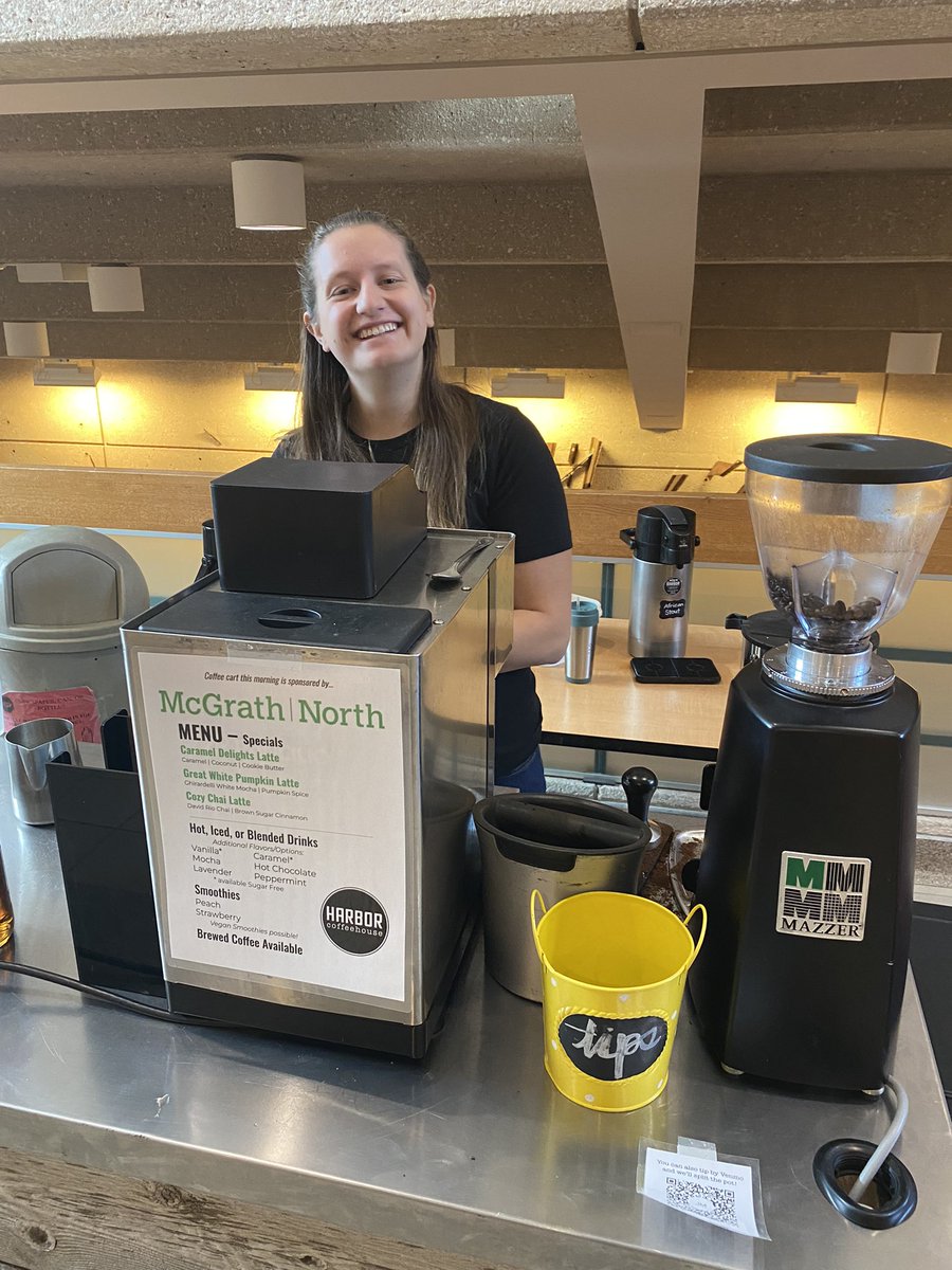Thanks to <a href="/McGrathNorth/">McGrath North</a> for sponsoring the Harbor Coffee Cart this morning <a href="/UNLCollegeofLaw/">Nebraska Law</a> ! It was very popular on this chilly morning!