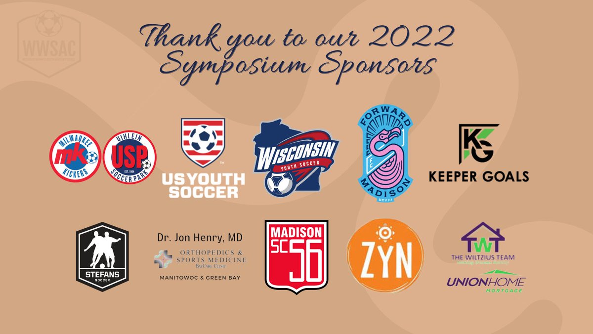 WiWomeninSoccer's tweet photo. Thank you to our sponsors for your support at the 2022 Women in Soccer Symposium!
Last call for registration here >>> https://t.co/JubRlHQjIk
.
.
.
#stayinthegame #womeninsoccer22 #wwsac https://t.co/dpAc7Q6XNZ