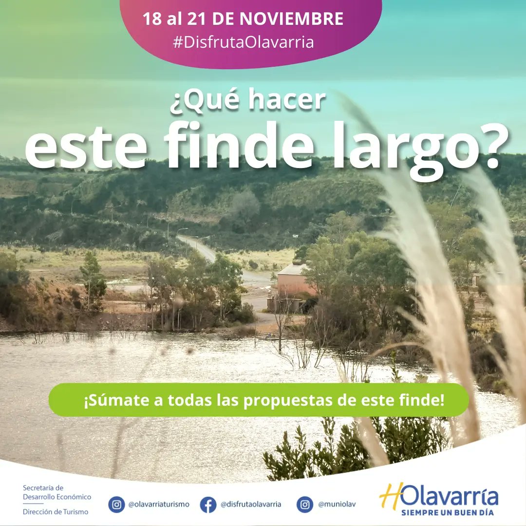 😉 ¡Este finde largo, #disfruta Olavarría! Ingresa a
instagram.com/p/ClHC1KCuxwp/… y entérate de todas las propuestas. 🤩