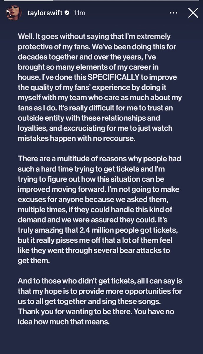 dianasversion's tweet photo. “I’m not gonna make excuses for anyone because we asked them, multiple times, if they could handle this kind of demand and we were assured they could.”

She killed ticketmaster with one line of writing lmao go bestie love you 🥺🫶🏼 #TaylorSwiftTheErasTour https://t.co/kZL5j5Z9np