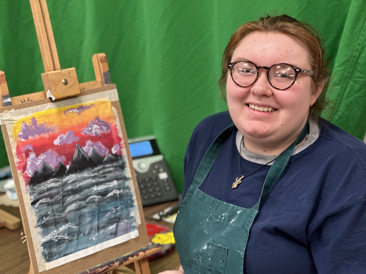 chelsiemeyer's tweet image. Students in “Intro to Art” completed a paint along where we only used primary colors, Red, Blue, &amp;amp; Yellow + White &amp;amp; Black, to paint these sunset silhouettes! Looking forward to their final painting projects as they did such a great job on these! #IFACadetPride