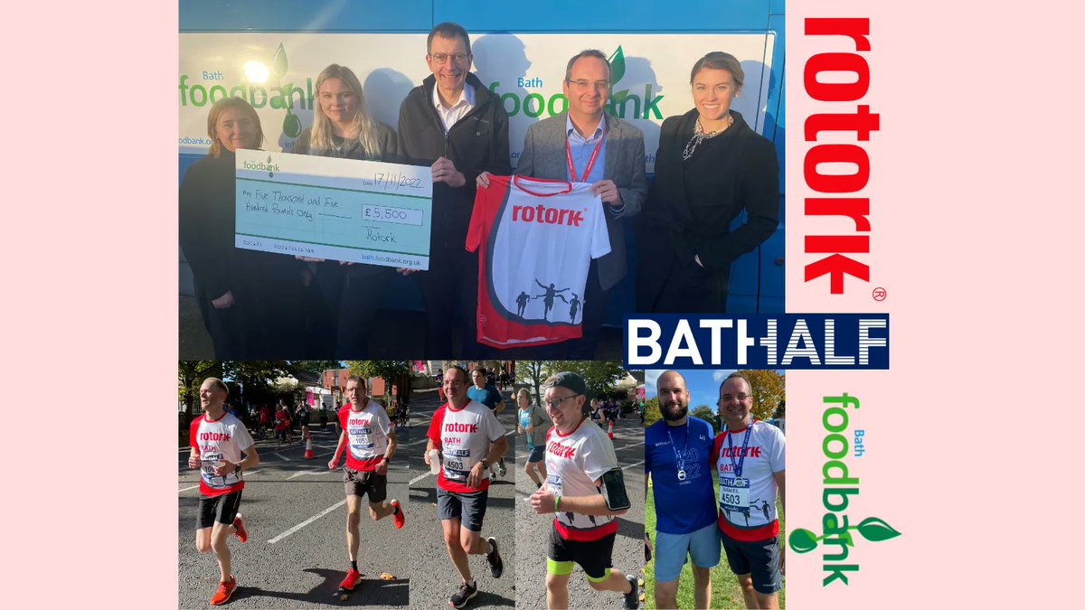 BathFoodbank's tweet photo. We had a team from @rotork running the @bathhalf for Foodbank this year. They did an excellent job running and fundraising for us. Thank you, Rotork, for your support and thank you Dave, Dan, and Carla for visiting the Bath Foodbank Warehouse yesterday! 💚 #rotork #genesishope https://t.co/1YMOdcD9J7