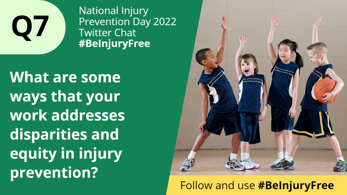 InjuryFreeKids's tweet photo. Q7.What are some ways that your work addresses disparities and equity in injury prevention? #BeInjuryFree https://t.co/l8c9UeJwDc