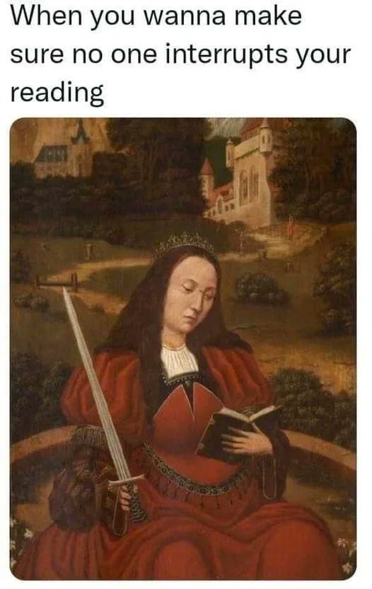 JLynnElseAuthor's tweet photo. Brilliant. Passive aggressiveness at its finest! #bookworm #amreading #booknerd #seriousbusiness #sword #dontinterruptme #bookish https://t.co/eId406sQgx