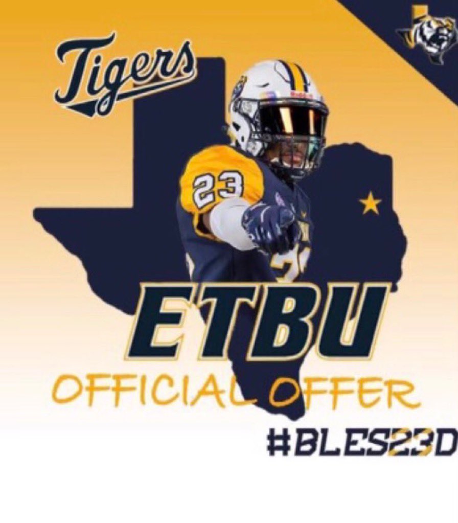 After a great conversation with Coach Point <a href="/MoeBoogie_/">LaPoint-Teate, M.Sc.</a> I am blessed to say I have received my first Offer from ETBU
<a href="/coachhick77/">Hiawatha Hickman M.Ed.</a> <a href="/depauldrick/">Coach_Garrett</a> <a href="/TRILLDB/">Coach Ford</a> <a href="/ETBU_Football/">ETBU Football</a> <a href="/GoETBUTigers/">ETBU Athletics</a>