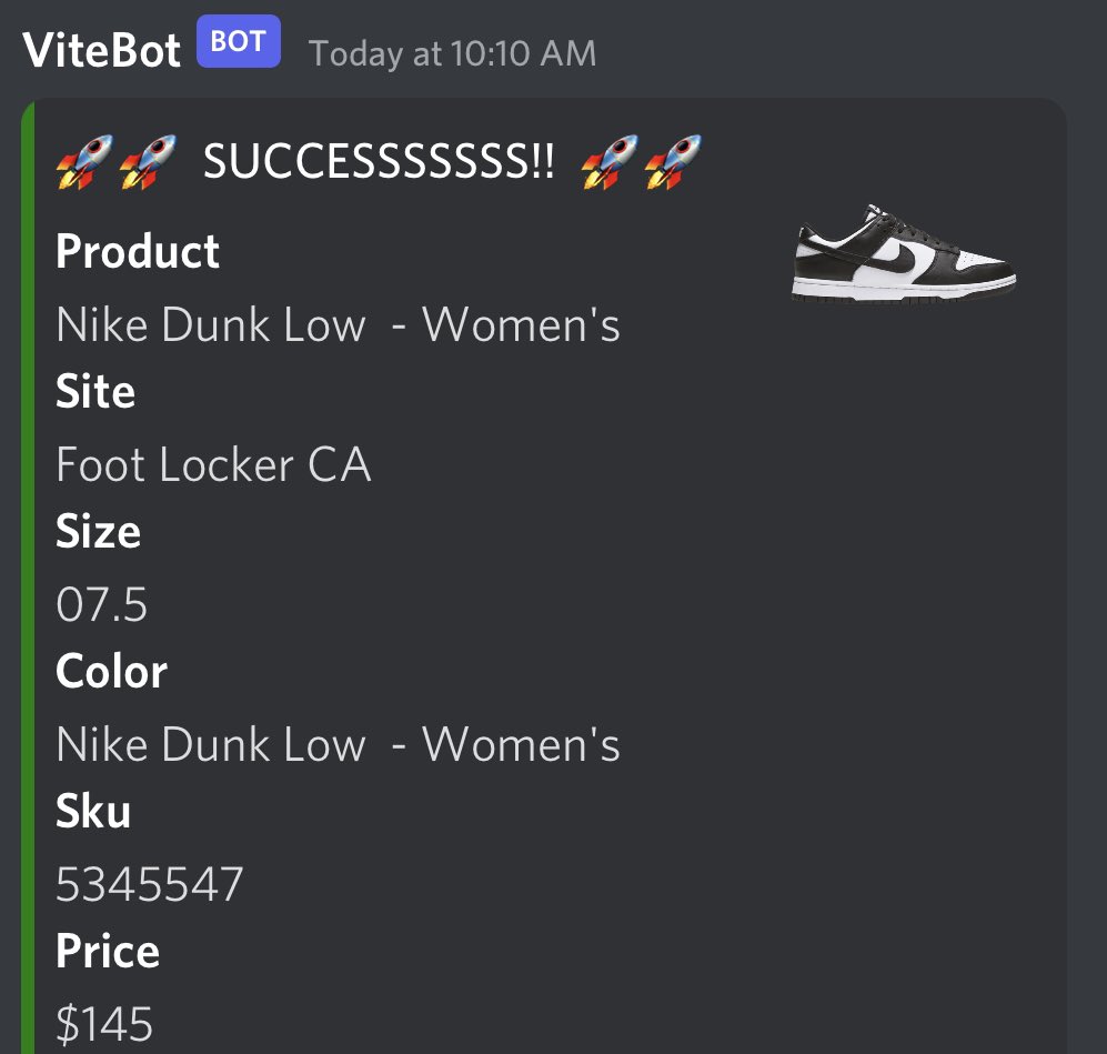 Better than nothing I guess 🤷‍♂️ 

Bot: @ViteBots 
Proxies: @Leafproxies 
CG: @TheNorthCop @thearcsociety