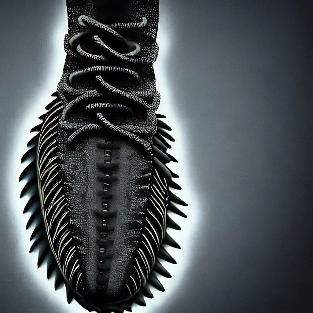 donaldgjoka's tweet photo. Yeezy by H.R. Giger - AI created by @donaldgjoka and @yeezywax 

How would H.R. Giger design the iconic YZY sneakers? Artificial Intelligence has the answers. 
 
#yeezy #hrgiger #conceptart #ai #deeplearning #nftart #stablediffusion #aigeneratedart #conceptkicks #footweardesign https://t.co/NvMIROMrdP