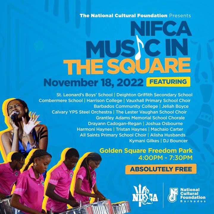NCFBarbados's tweet photo. TODAY! We'll be back in Golden Square Freedom Park at 4PM for the NIFCA Music In The Square!
See you soon!
#NCFBarbados #NIFCA #NIFCA2022 #MusicInTheSquare #BajanTalent #Barbados https://t.co/bEzdaqhe8A
