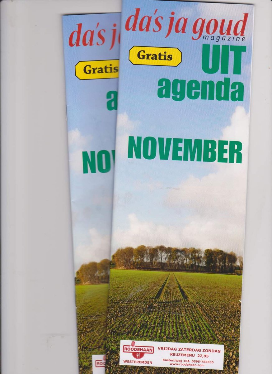 dasjagoud's tweet photo. Goed #weekend  en veel plezier met de Uitagenda Dasjagoud
Er op #UIT in november.
https://t.co/MArfFN45cT

#dagjeweg #Groningen #musea #Noord #restaurant #Wadlopen #varen #muziek #eropuit #Grunn #platteland #provincie #regio #dorpen #evenement #kunst #routes #kerken etc https://t.co/u2pnfGbCqj