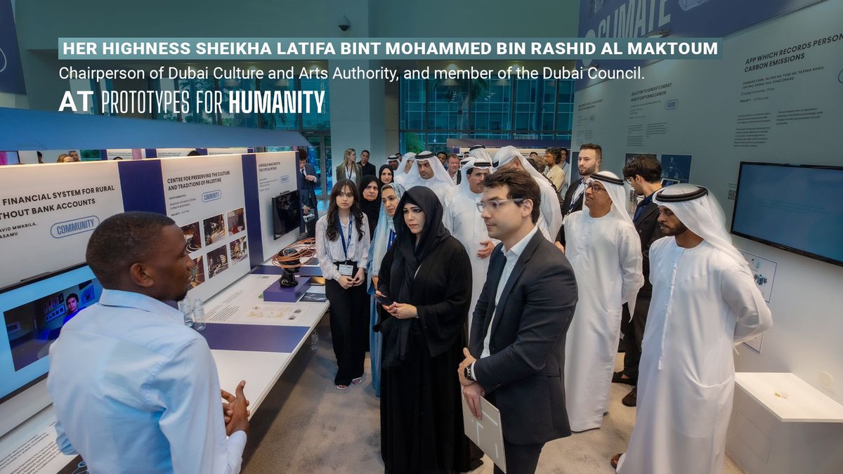 PrototypesforH's tweet image. #PrototypesForHumanity was officially inaugurated by Her Highness Sheikha Latifa bint Mohammed bin Rashid Al Maktoum, Chairperson of Dubai Culture &amp;amp; Arts Authority, and Member of the Dubai Council.