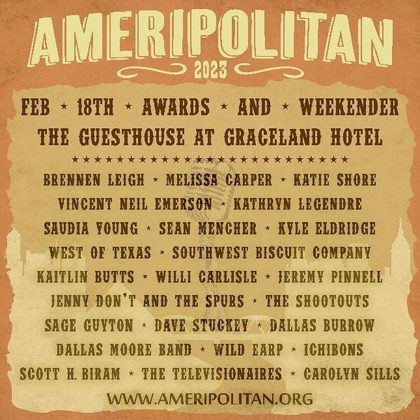 Schedule &amp; Show Times coming next week!! 
Get your tickets &amp; book your hotel rooms!! It will sell out at the special rate!⚡️
Festival &amp; Awards Tickets: 
ameripolitan-awards.ticketleap.com
Special Hotel Rate at The Guesthouse at Graceland : 
 ameripolitan.org/hotels