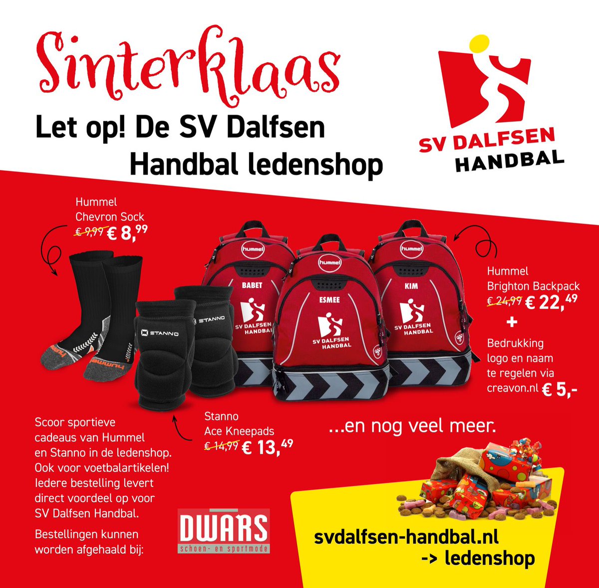 SVDHandbal's tweet photo. Goed nieuws voor alle hulpsinterklazen! Alle artikelen uit de webshop kunnen nu opgehaald worden bij Dwars Schoen- en sportmode. Hoe makkelijk is dat! Dus neem snel een kijkje op onze website https://t.co/c04mUjD0QK. https://t.co/Pbbio5TG4l