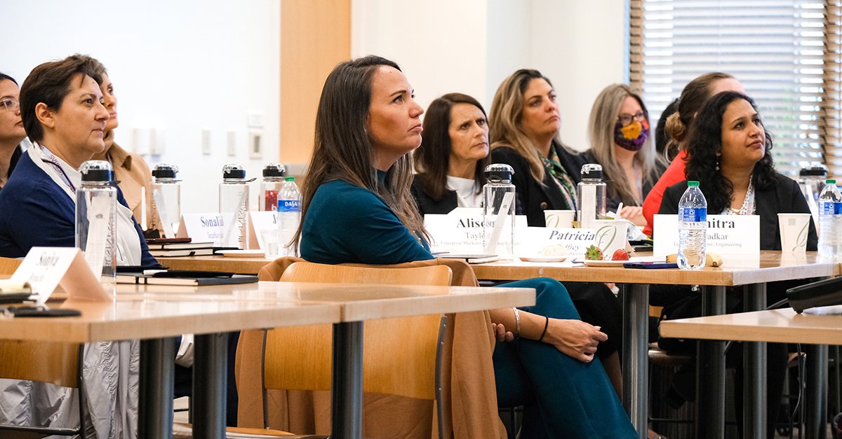 VeritasTechLLC's tweet photo. Earlier this month, 22 female leaders across #TeamVeritas gathered at Stanford University to celebrate the kickoff of eleVate—The new women’s leadership program at Veritas. Learn more from Veritas Chief Human Resources Officer David Staffanson: https://t.co/eCJ6qBwvgh https://t.co/Qe30a3FxPa