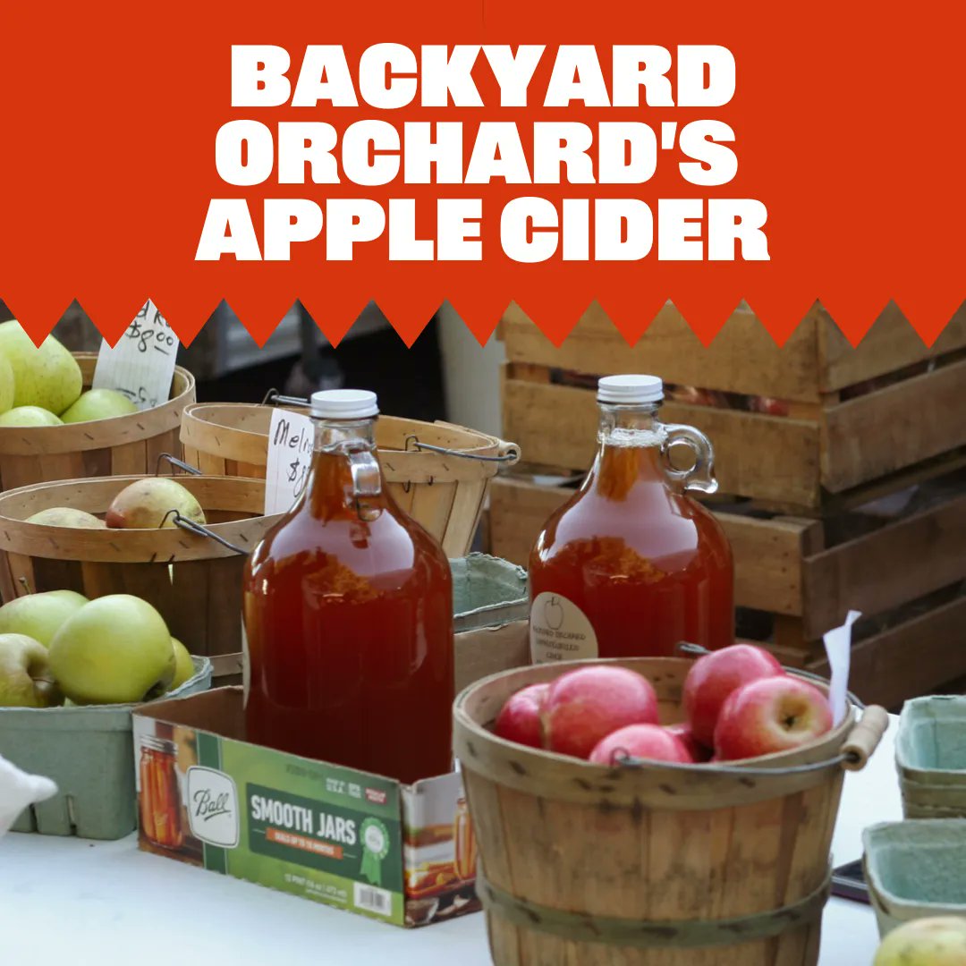 Have you tried Backyard Orchard's locally-made apple cider? You won't regret it if you do. The cider is deliciously flavored with very few added elements so you can savor the apple flavor. Like this post if you're going to try some this week at the market! 🍎