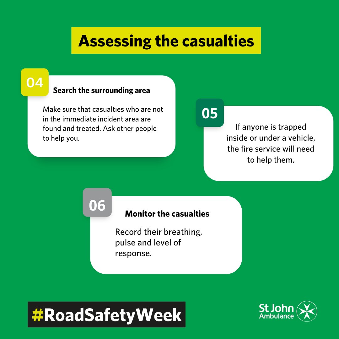 Ask us how to assess casualties in a traffic incident. 

Once you know the incident area is safe, you can begin to help casualties.

Read our advice: bit.ly/3NI8YiK

#RoadSafetyWeek