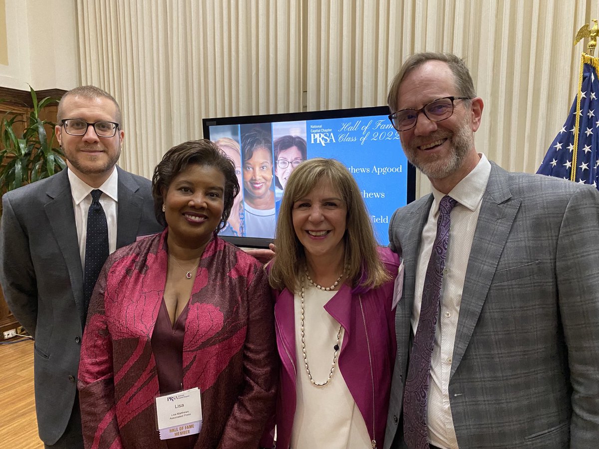 DebraSilimeo's tweet photo. Celebrating ⁦@PRSA_NCC⁩ PR Hall of Fame inductions with ⁦Susan Matthews Apgood and ⁦⁦@LisaNMatthews⁩ and Melissa Skolfield at ⁦@PressClubDC⁩ Amazing women, good friends, great night! ⁦@jamesdelias⁩ ⁦@davidjhoffdc⁩ https://t.co/vWoQvJ3XNa