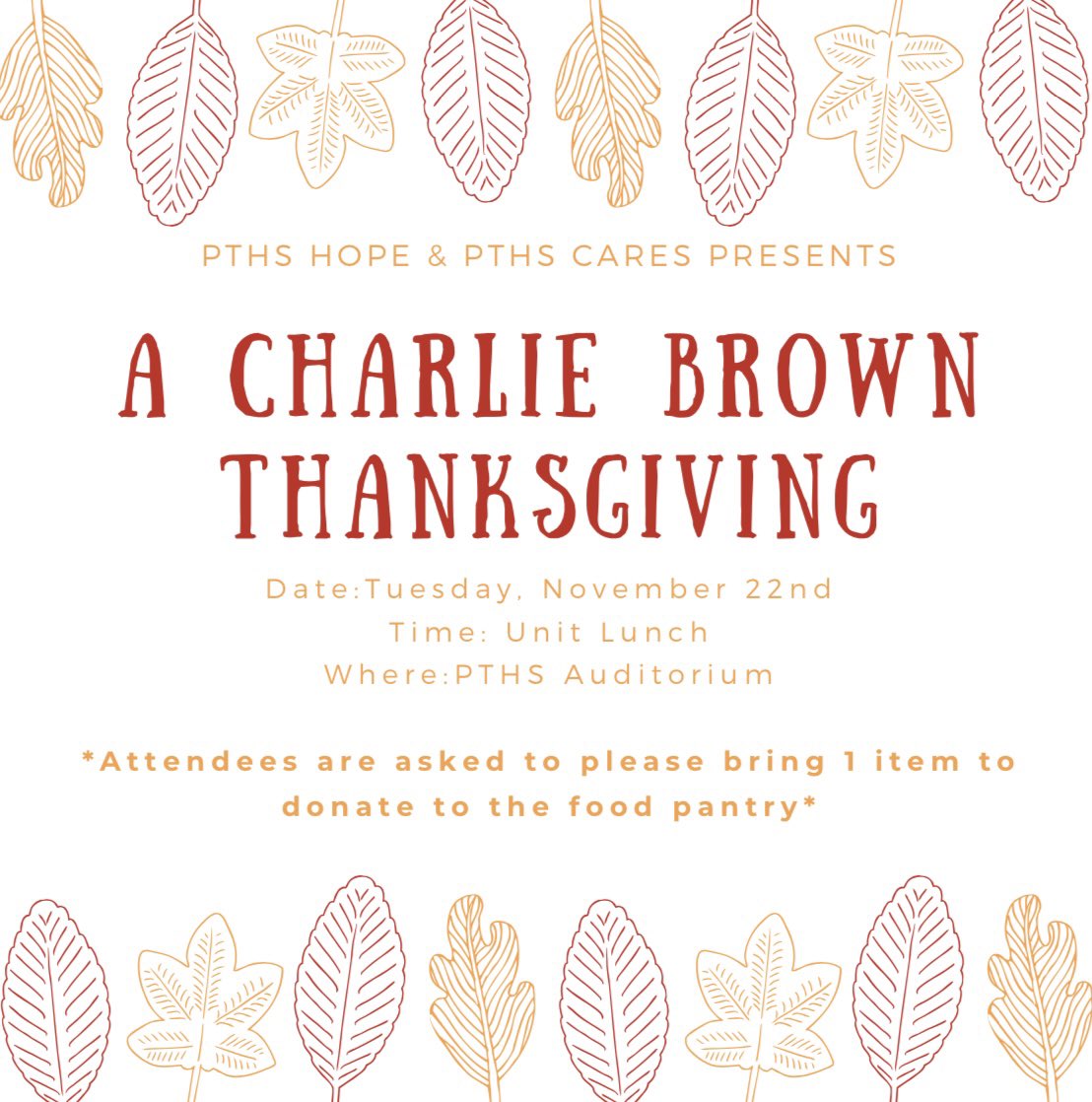 Join us Tuesday at lunch and start the holiday season off right with a screening of A Charlie Brown Thanksgiving!