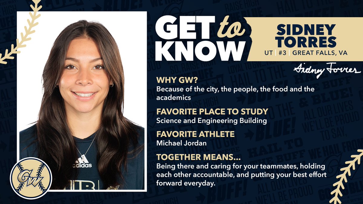 GW_Softball's tweet photo. 𝙂𝙚𝙩 𝙏𝙤 𝙆𝙣𝙤𝙬… Sidney Torres!

Sidney saw action in 13 games last year and is the older sister of first-year Reese!

#RaiseHigh | #Together https://t.co/xtdxnpsmfL