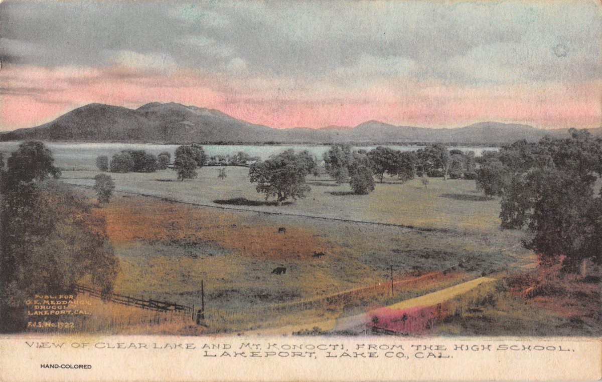 We love this gorgeous hand-colored postcard from the early 1900s. Lakeport's original high school was named Clear Lake Union High School and was located where the Del Lago planned community was built in the early 1970s. #Lakeport #LakeportCA #LakeCountyCA #FlashbackFriday